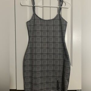 Small Plaid Black and White Shaping Mini Dress